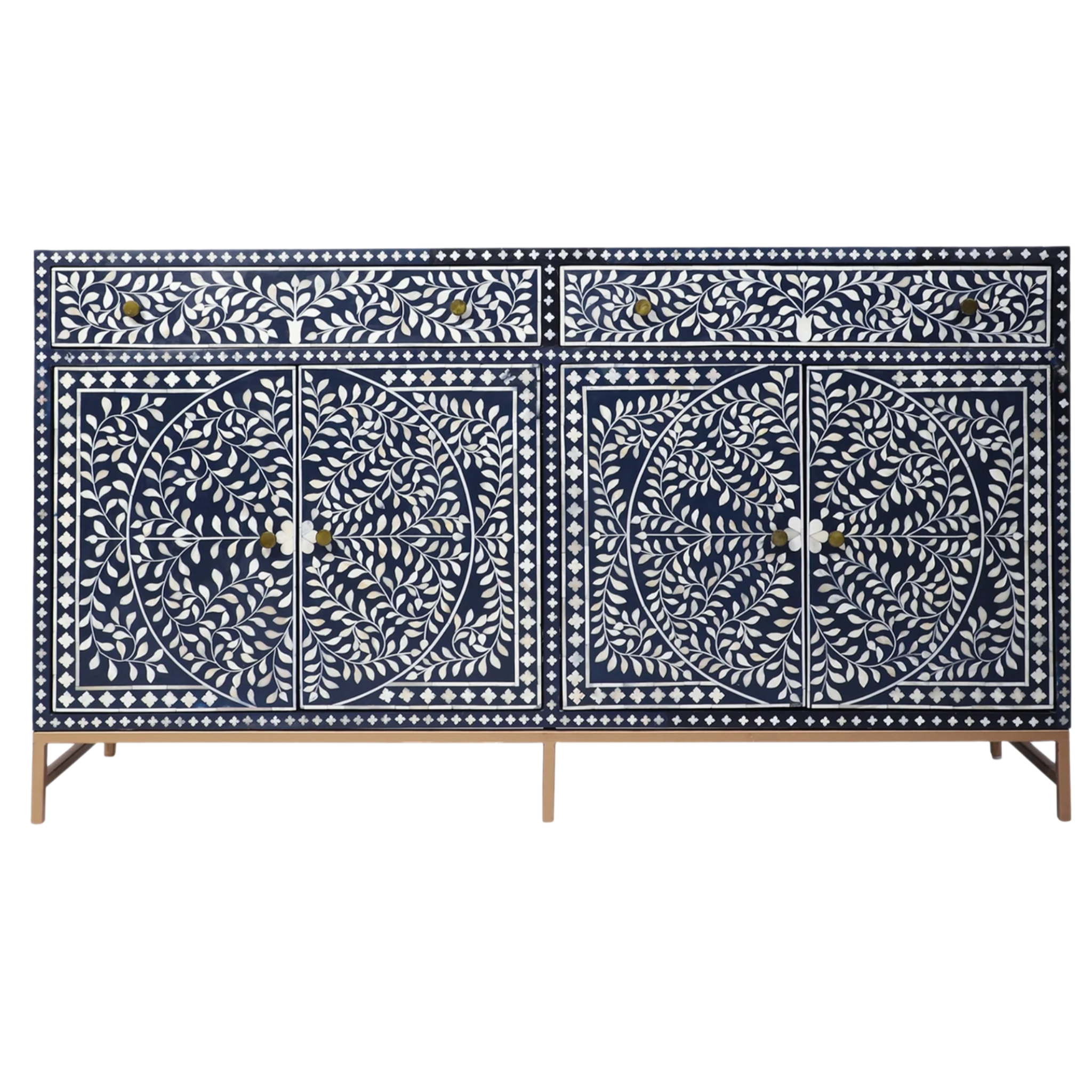 Bone Inlay Sideboard Floral Vine Pattern
