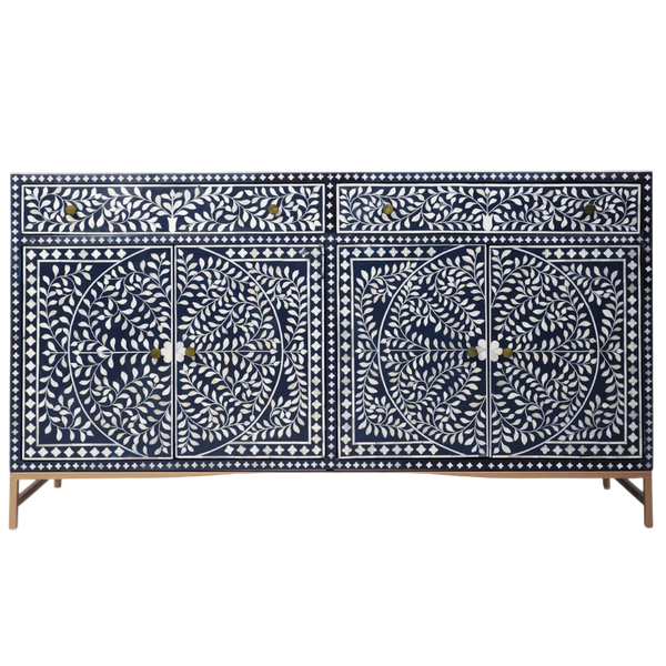 Bone Inlay Sideboard Floral Vine Pattern