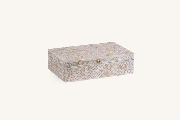 White Mirage Mother of Pearl Inlay Box