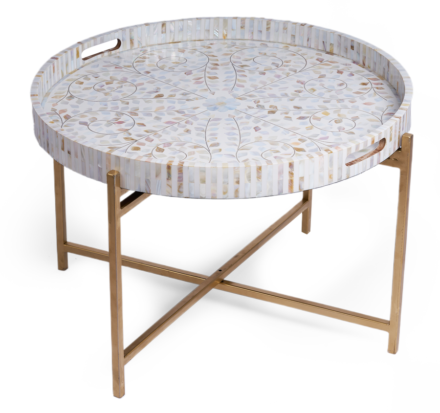 White Mirage round tray — detail view