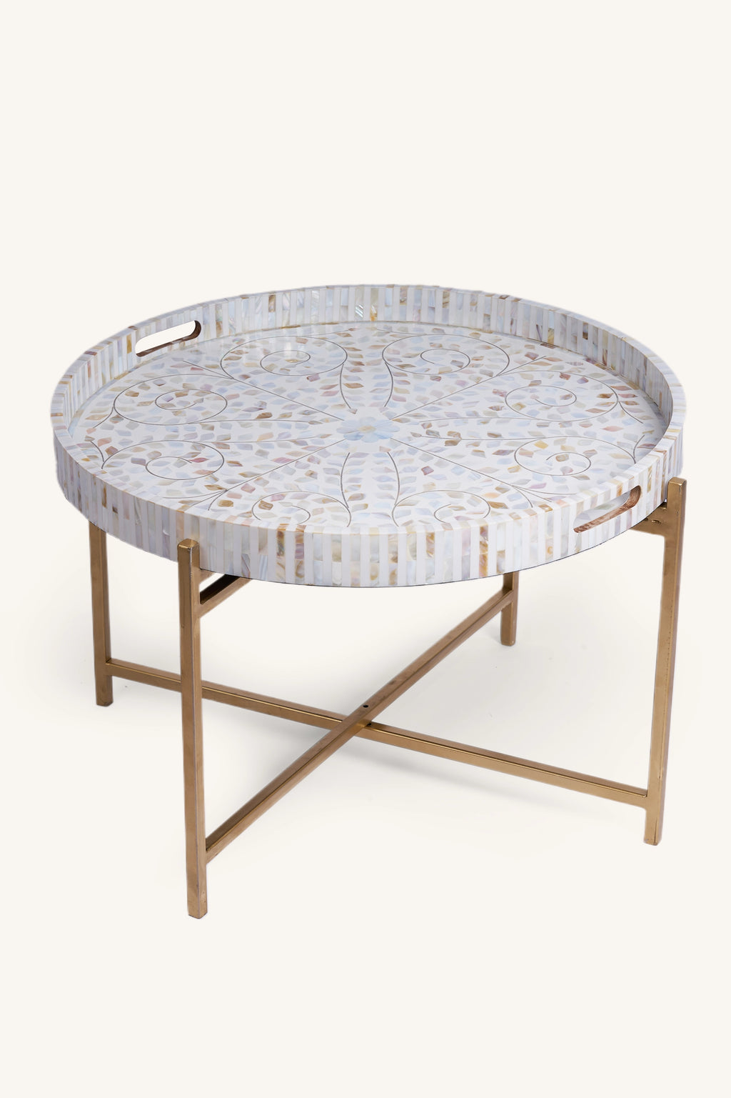 White Mirage round tray
