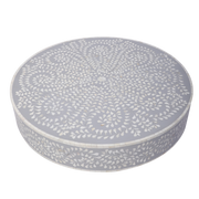 Bone Inlay Round Coffee Table – Floral Medallion Pattern