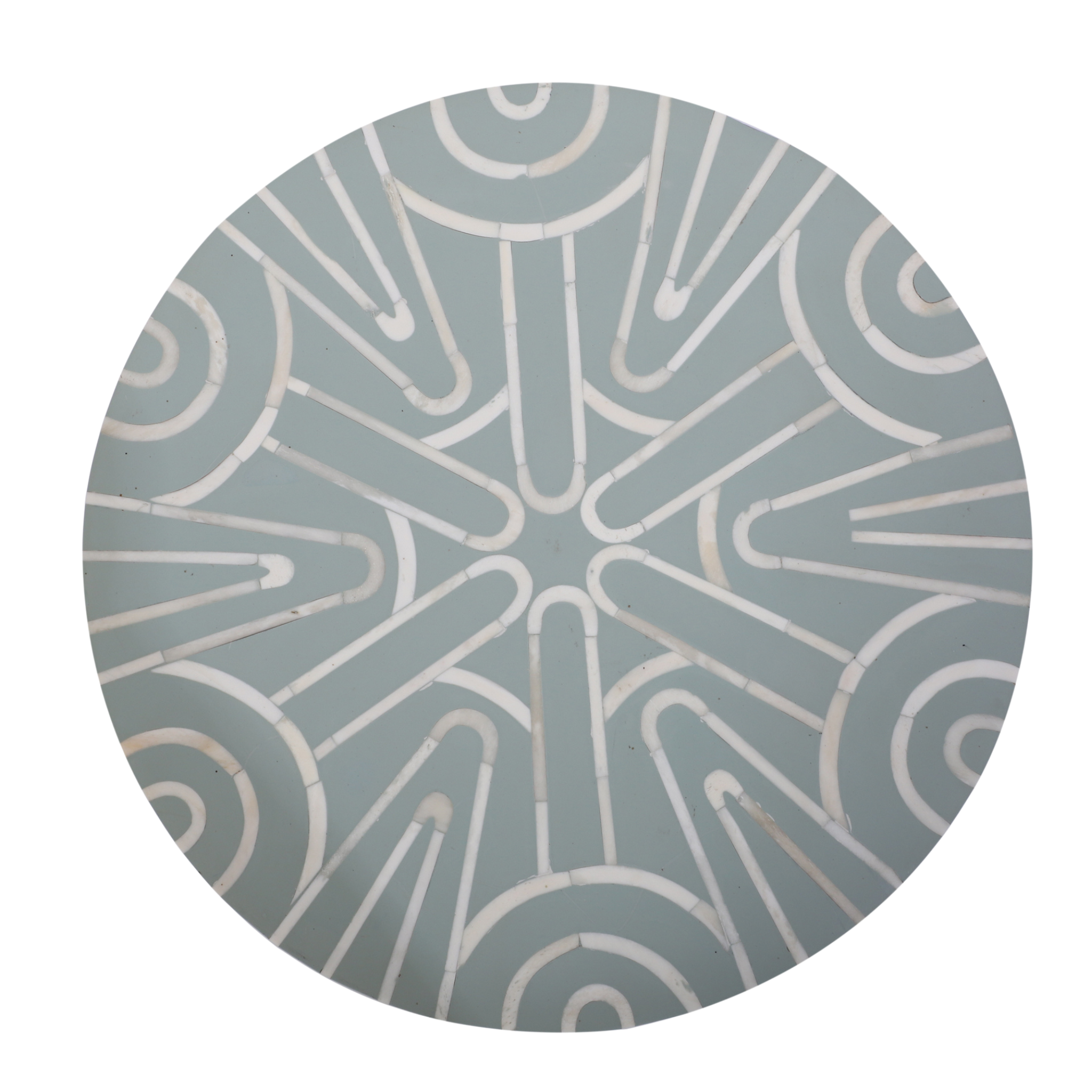 Bone Inlay Drum Side Table – Waves Pattern