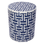 Bone Inlay Drum Side Table – Chain Link Pattern
