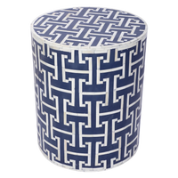 Bone Inlay Drum Side Table – Chain Link Pattern