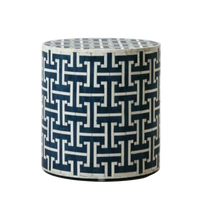 Bone Inlay Drum Side Table – Chain Link Pattern