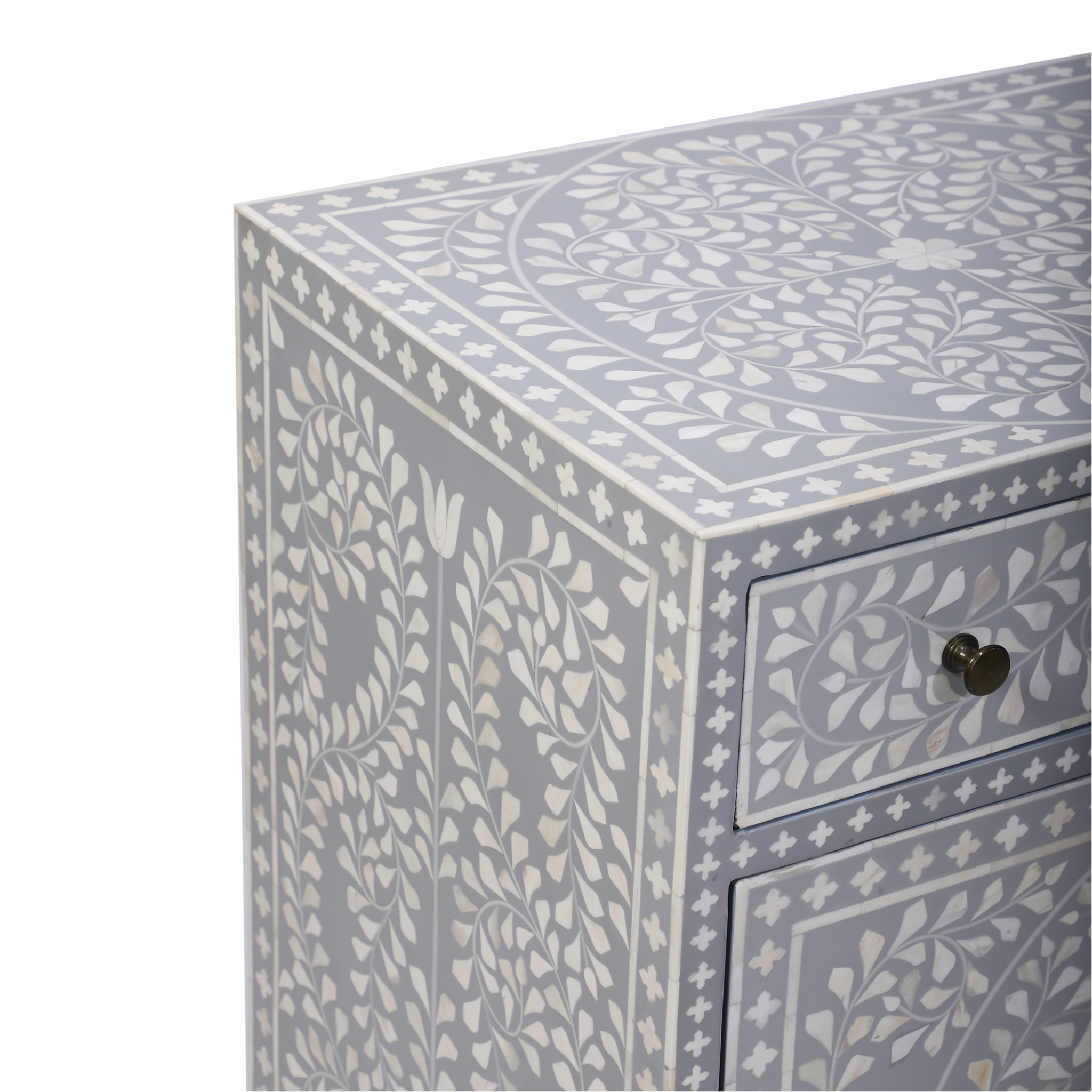 Bone Inlay Sideboard – Floral Vine Pattern