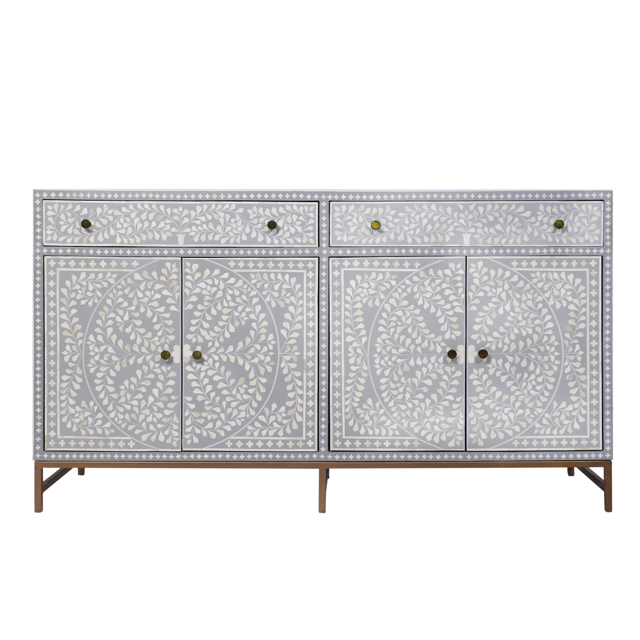 Bone Inlay Sideboard – Floral Vine Pattern
