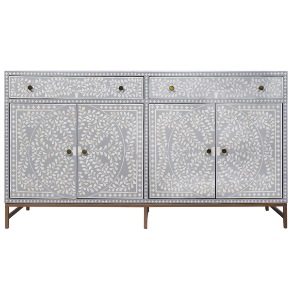 Bone Inlay Sideboard – Floral Vine Pattern