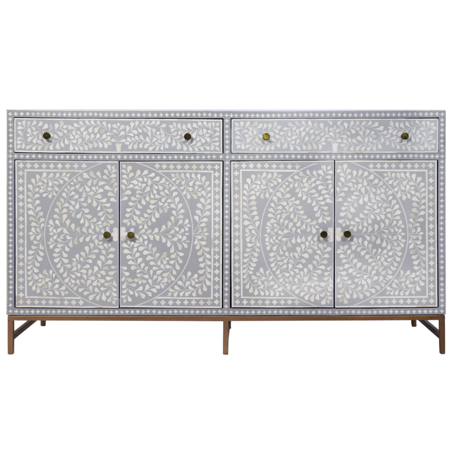 Bone Inlay Sideboard – Floral Vine Pattern