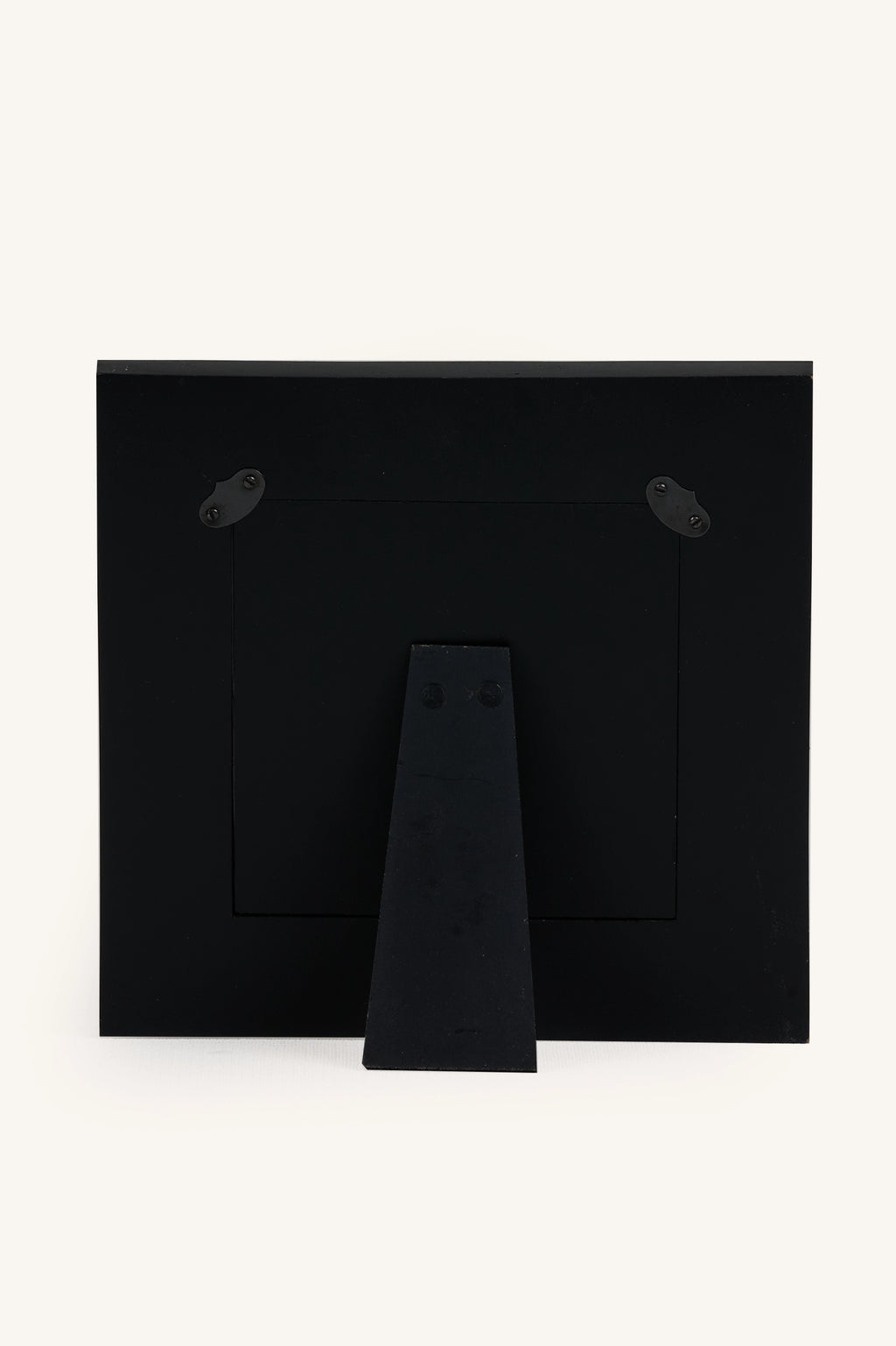 Blue and white chevron bone inlay photo frame showing the black velvet stand and back.