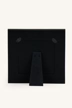 Blue and white chevron bone inlay photo frame showing the black velvet stand and back.
