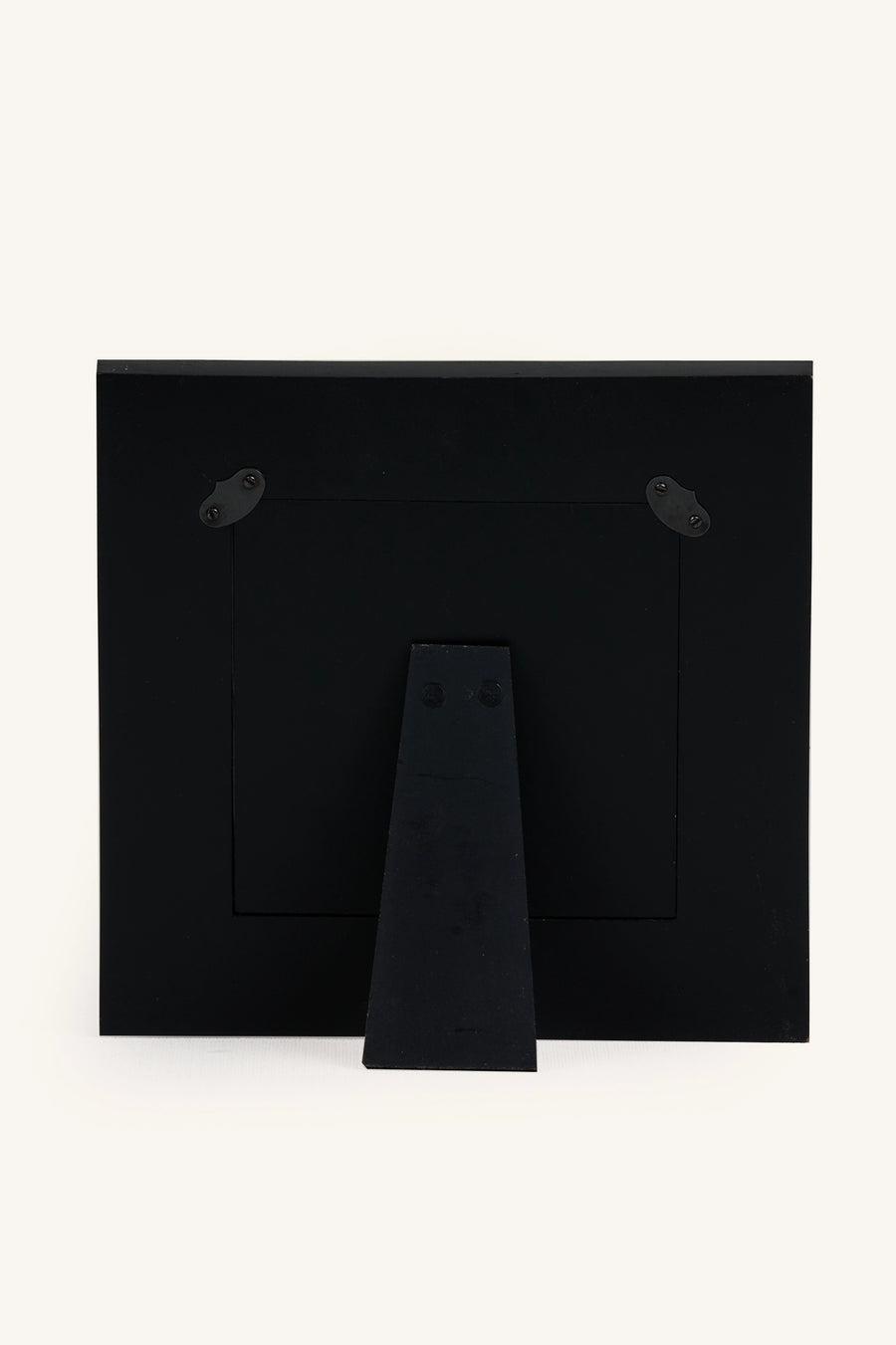 Blue and white chevron bone inlay photo frame showing the black velvet stand and back.