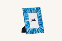 Blue bone inlay photo frame with radiant starburst design.