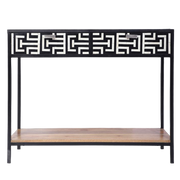Bone Inlay Console Table – Geometric Pattern
