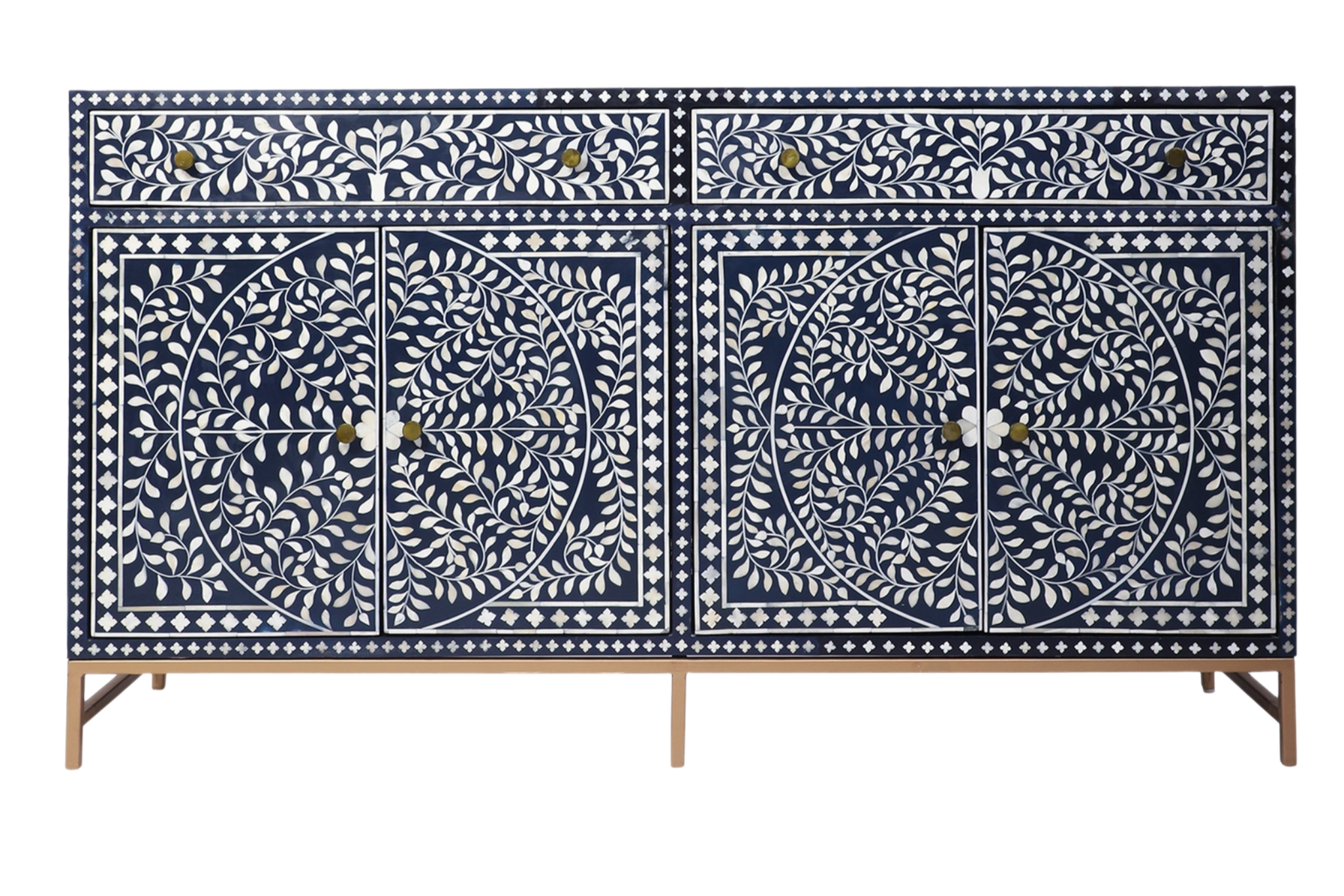 Bone Inlay Sideboard Floral Vine Pattern