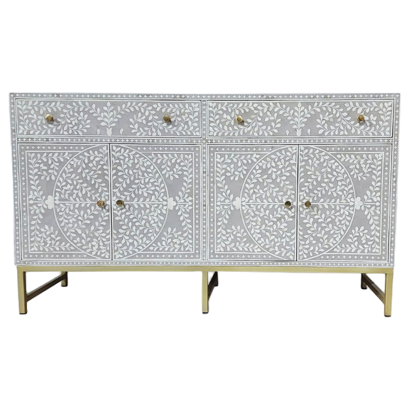 Bone Inlay Sideboard – Floral Vine Pattern