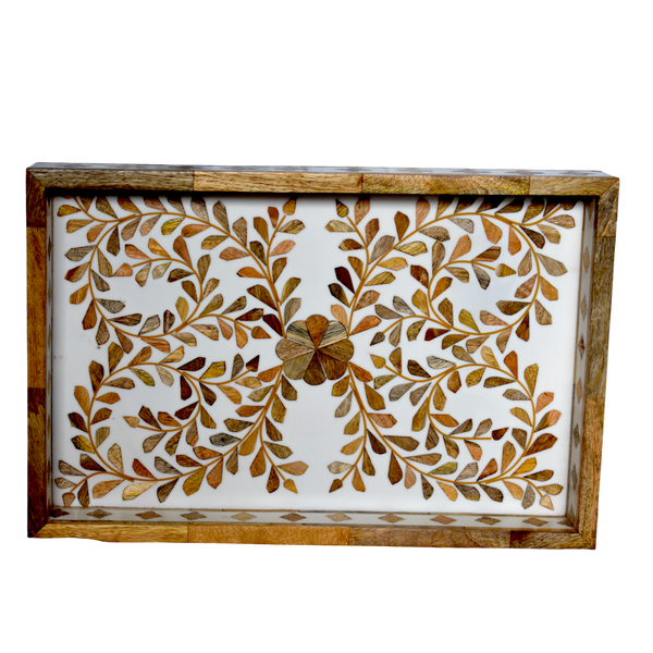 Floral Vine Inlay Rectangle Tray- "Resin" Collection