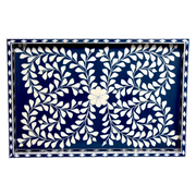 Bone Inlay Rectangle Tray – Indigo Vine Pattern