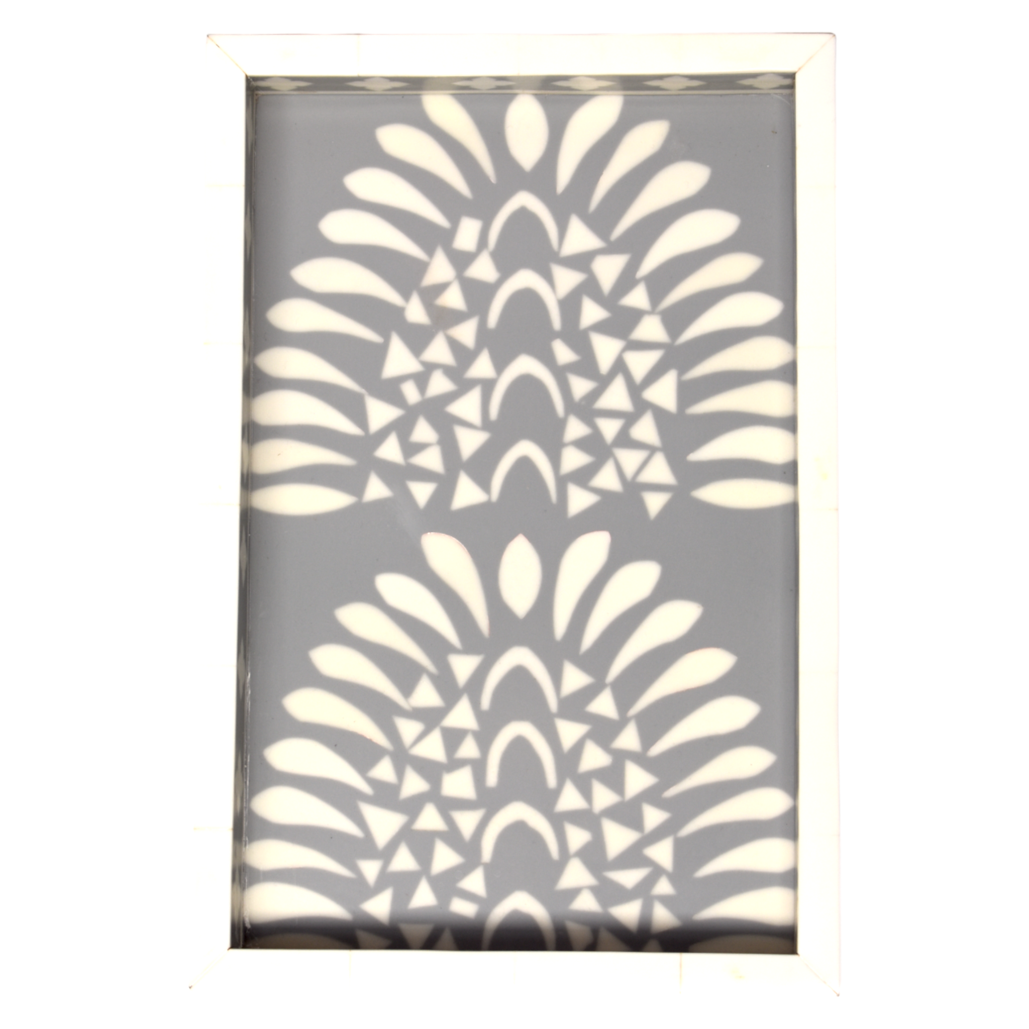 Bone Inlay Rectangle Tray – Fan Motif
