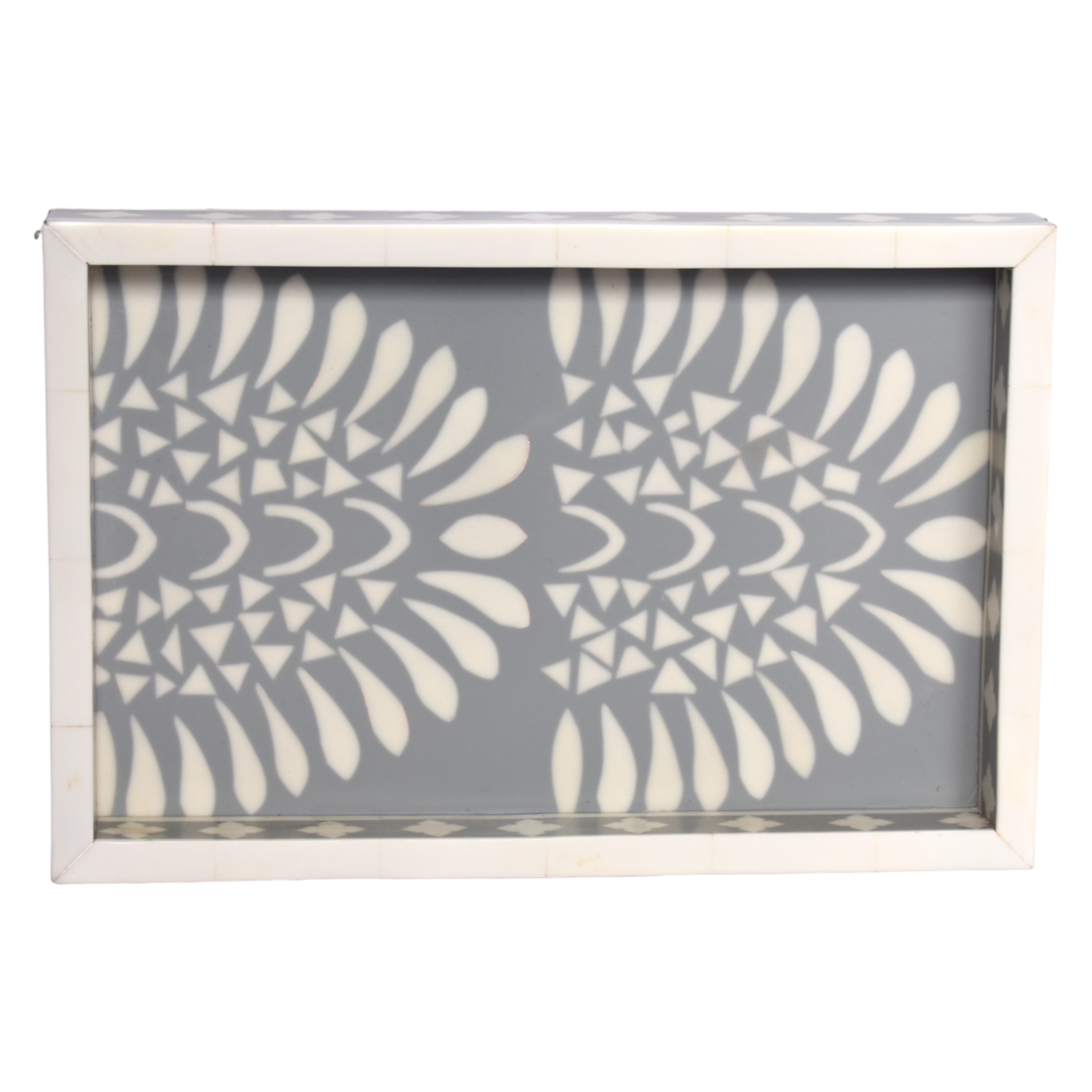 Bone Inlay Rectangle Tray – Fan Motif