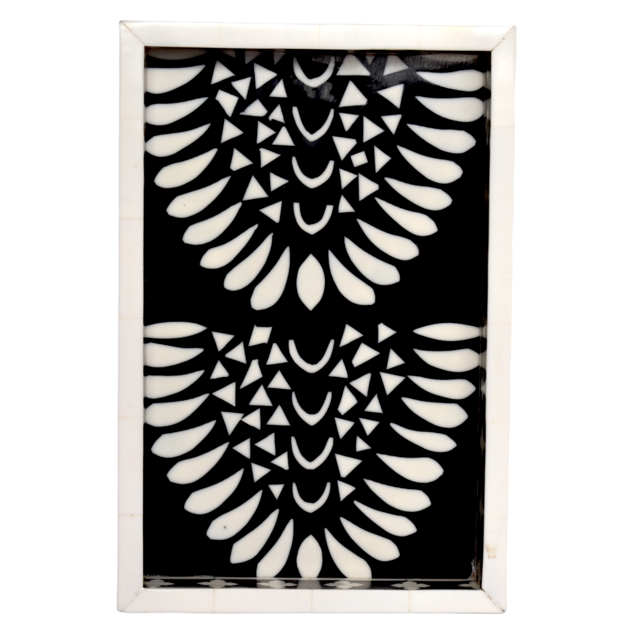 Bone Inlay Rectangle Tray – Fan Motif