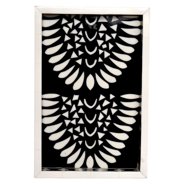 Bone Inlay Rectangle Tray – Fan Motif