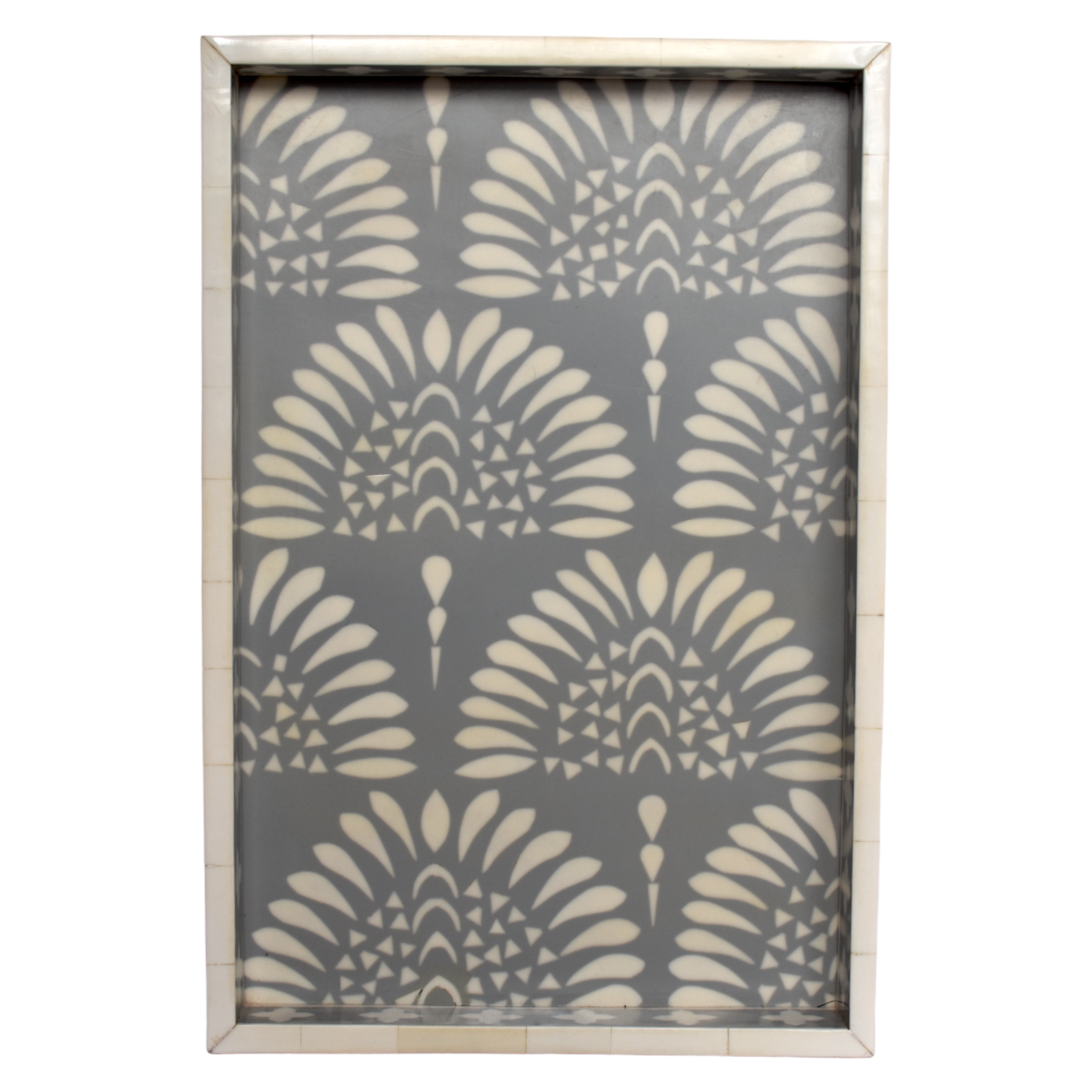 Bone Inlay Rectangle Tray – Fan Motif
