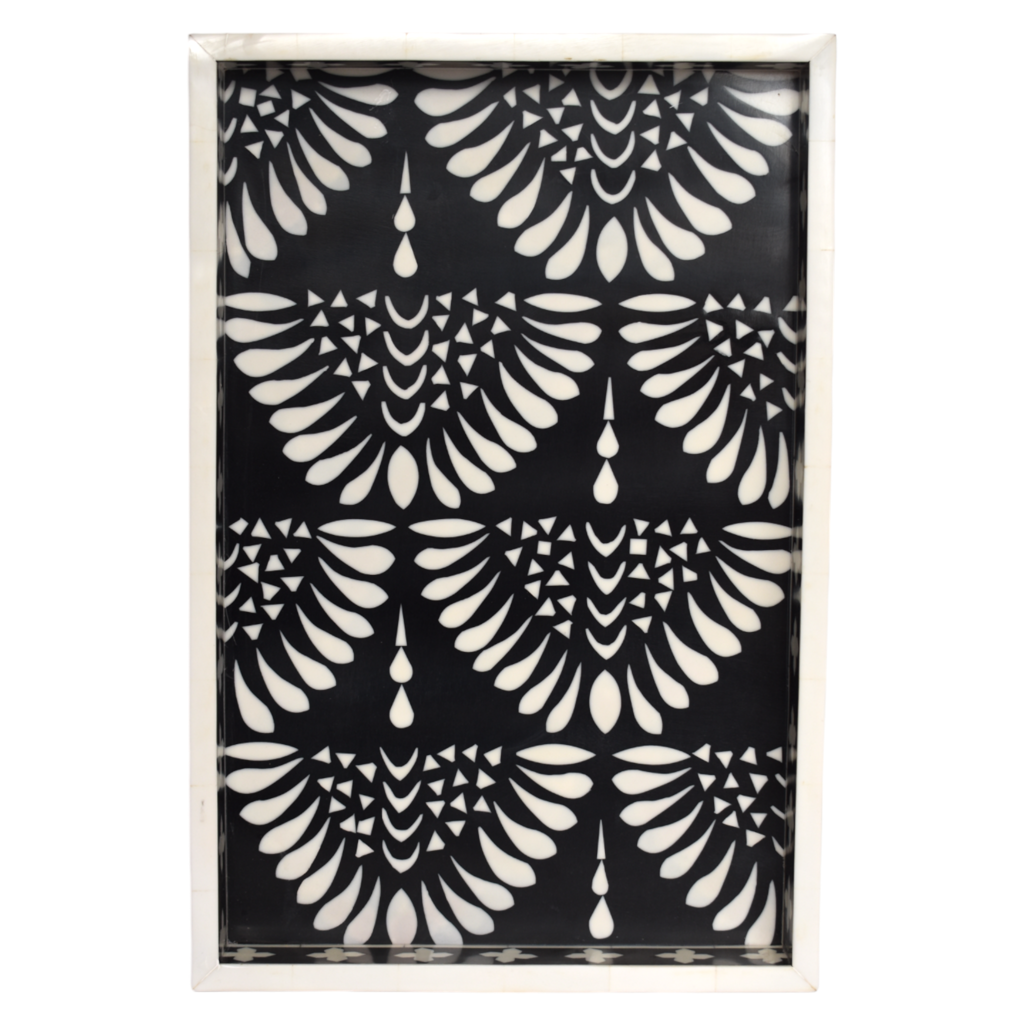 Bone Inlay Rectangle Tray – Fan Motif