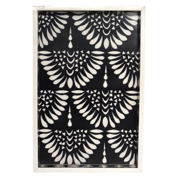 Bone Inlay Rectangle Tray – Fan Motif