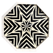 Bone Inlay Octagon Tray – Black & White Starburst