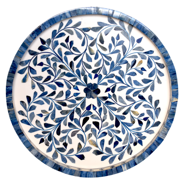 Colored Blue Bone Inlay on white Base- "JAIPUR" Collection