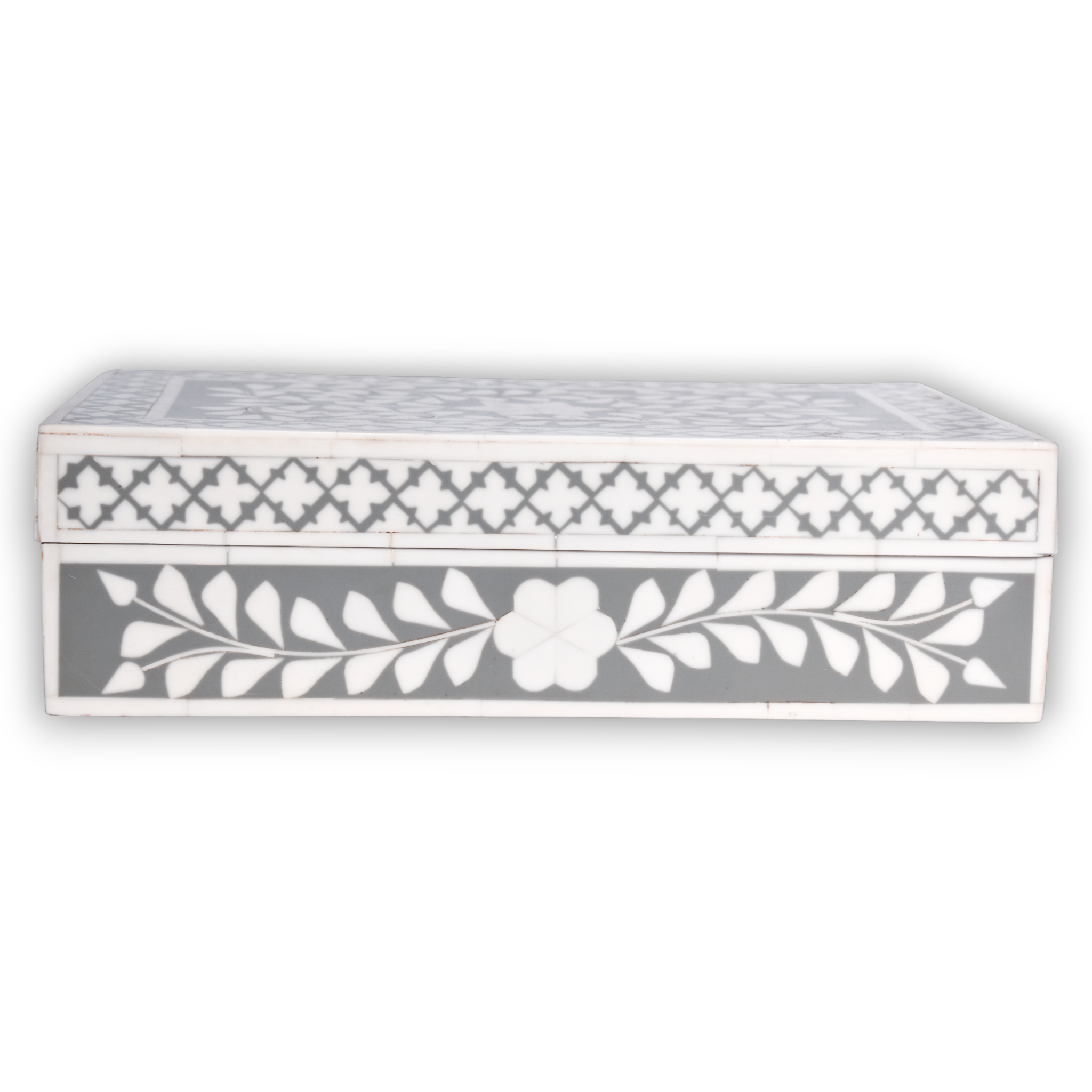 Bone Inlay Decorative Storage Box – Floral Vine Pattern (Large)