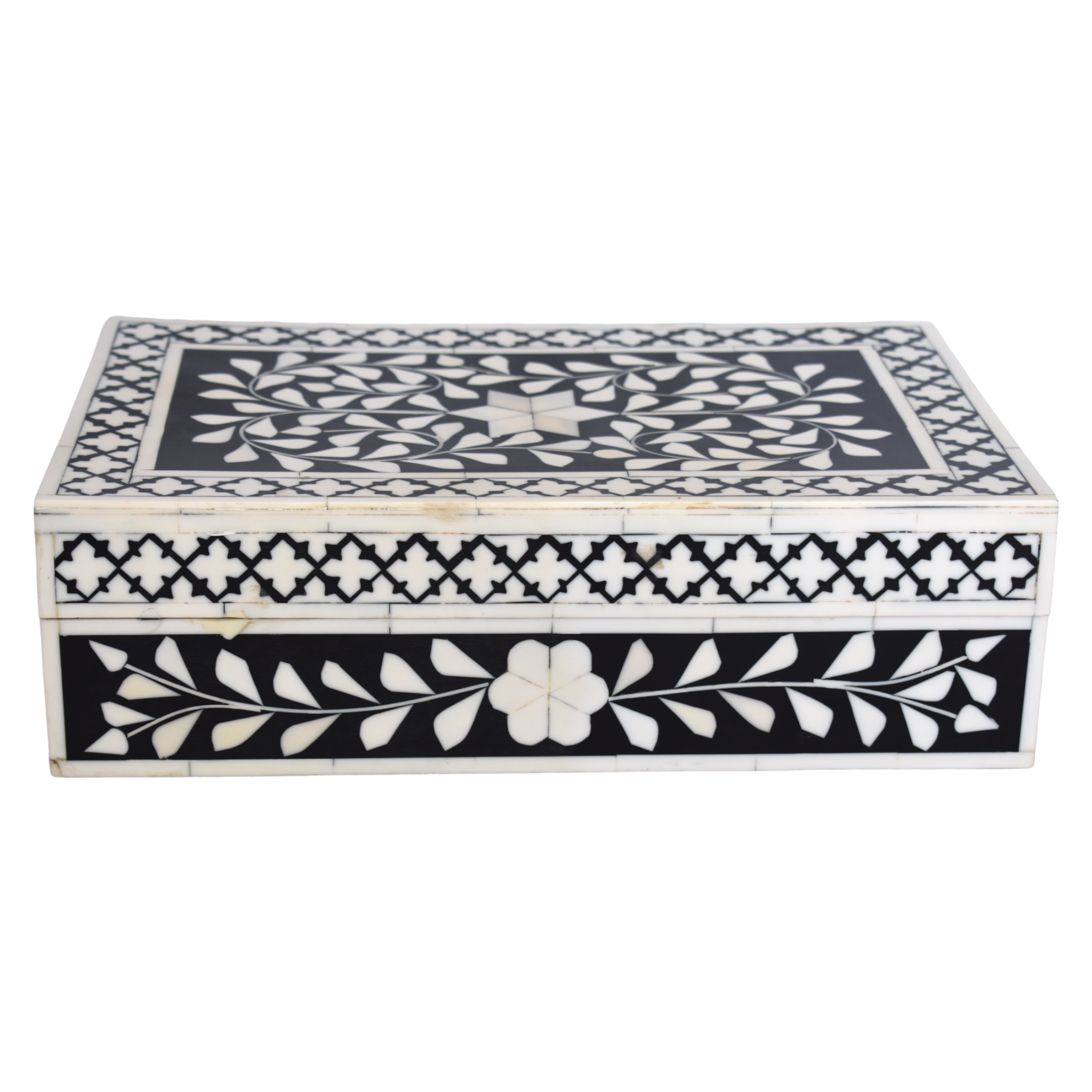 Bone Inlay Decorative Storage Box – Floral Vine Pattern (Large)