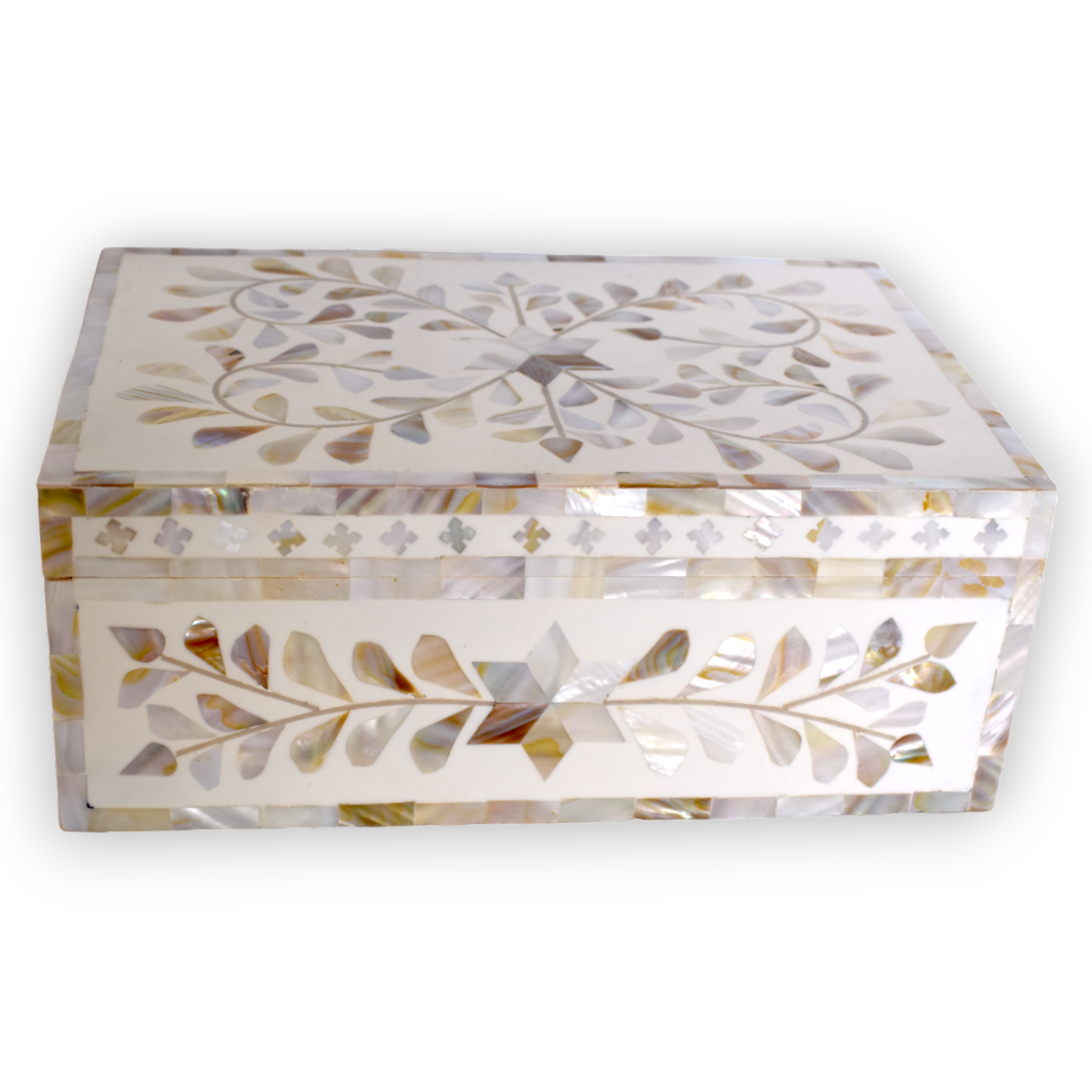 MOTHER OF PEARL BOX WHITE - "BLOSSOM" Collection (White)