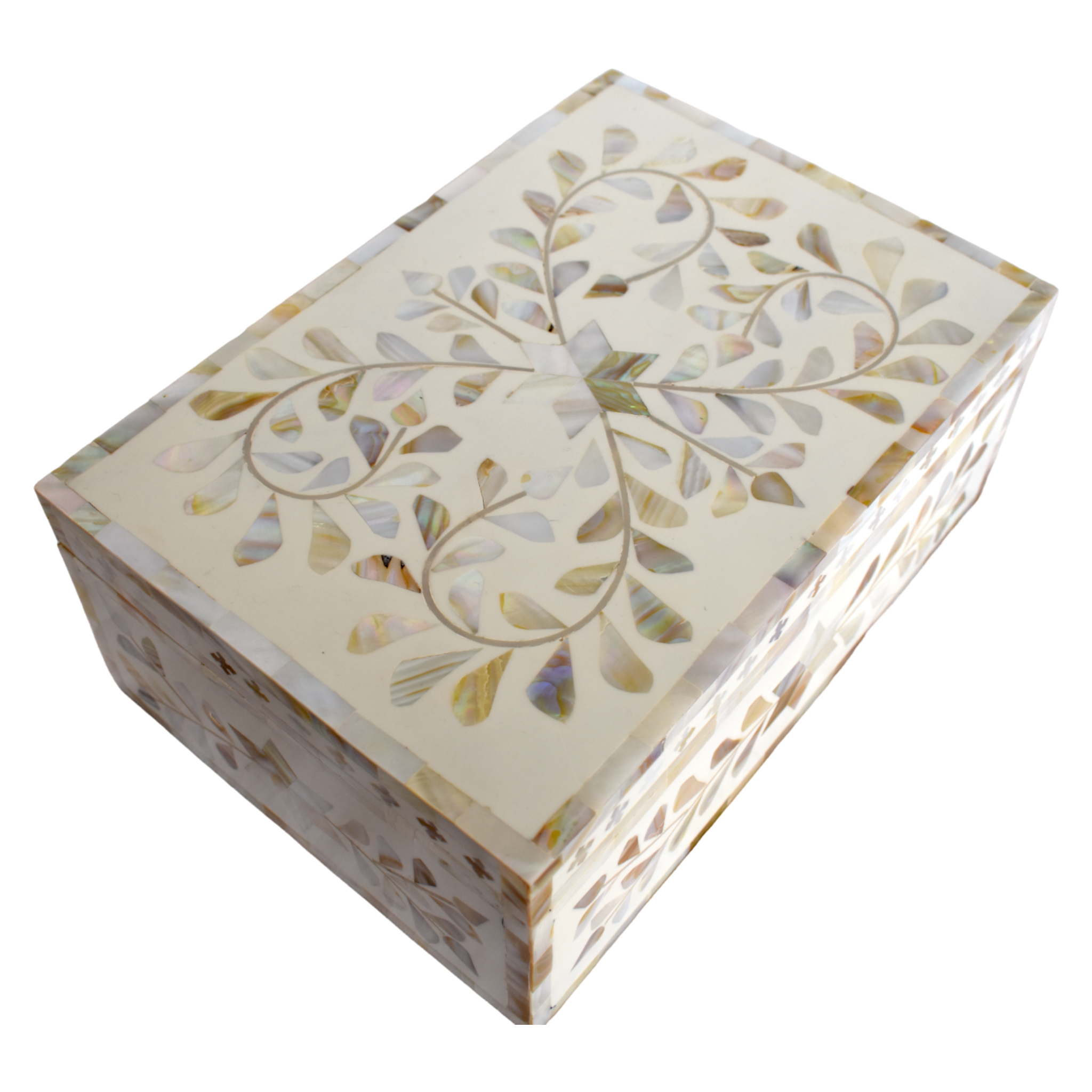 Mother of Pearl Decorative Storage Box – Floral Vine Pattern