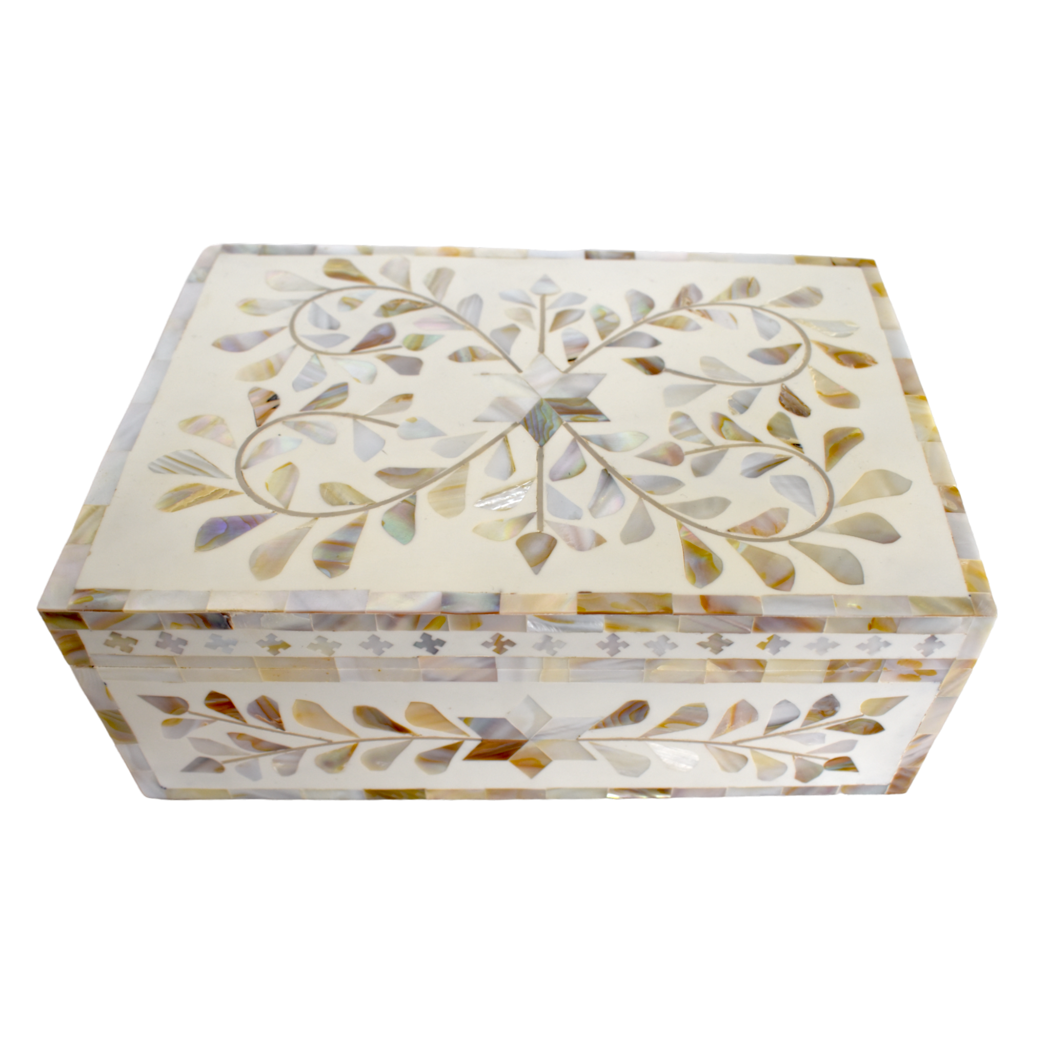 Mother of Pearl Decorative Storage Box – Floral Vine Pattern