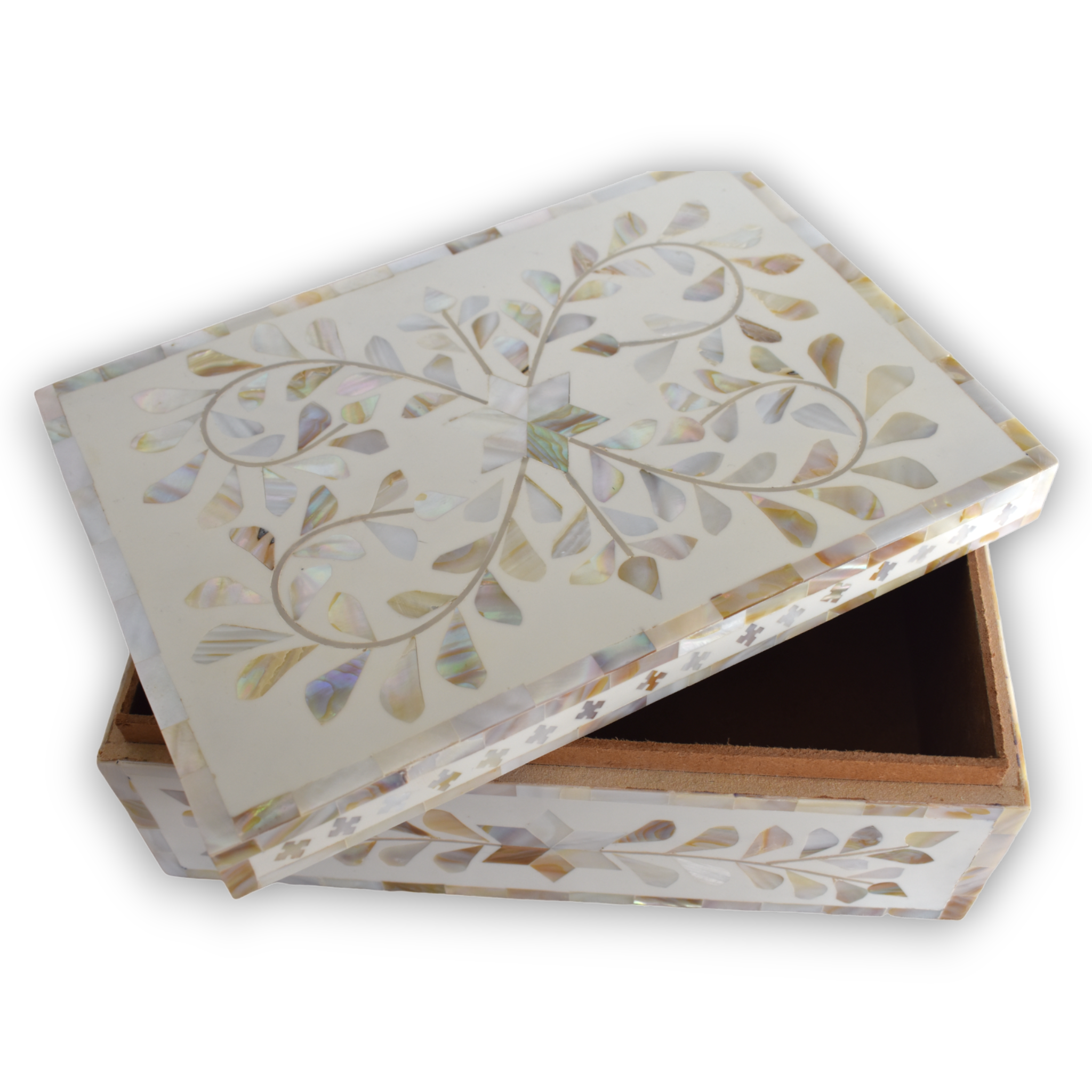 Mother of Pearl Decorative Storage Box – Floral Vine Pattern
