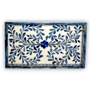 Bone Inlay Rectangle Tray – Botanical Vine Pattern