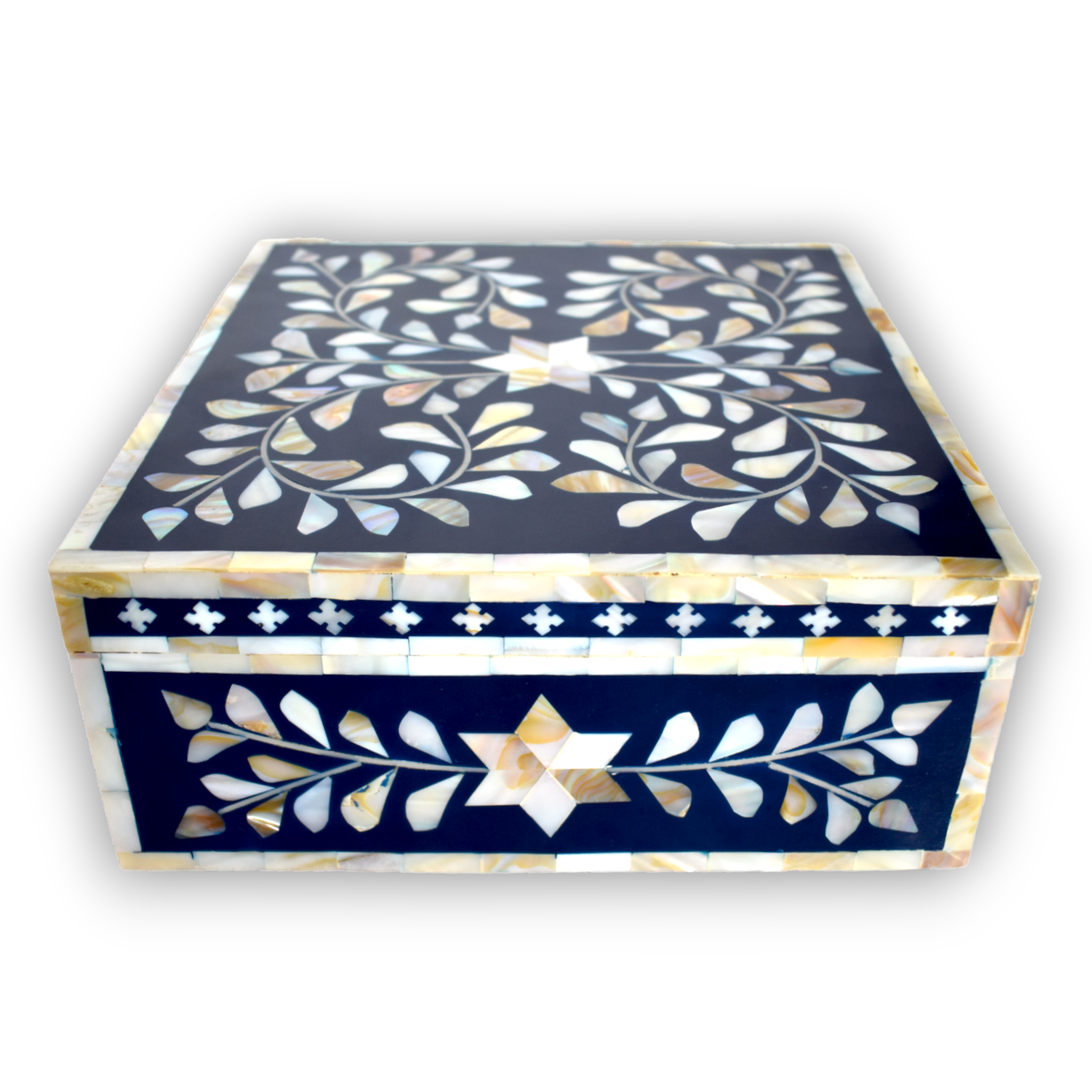 Bone Inlay Keepsake Box – Floral Vine Pattern