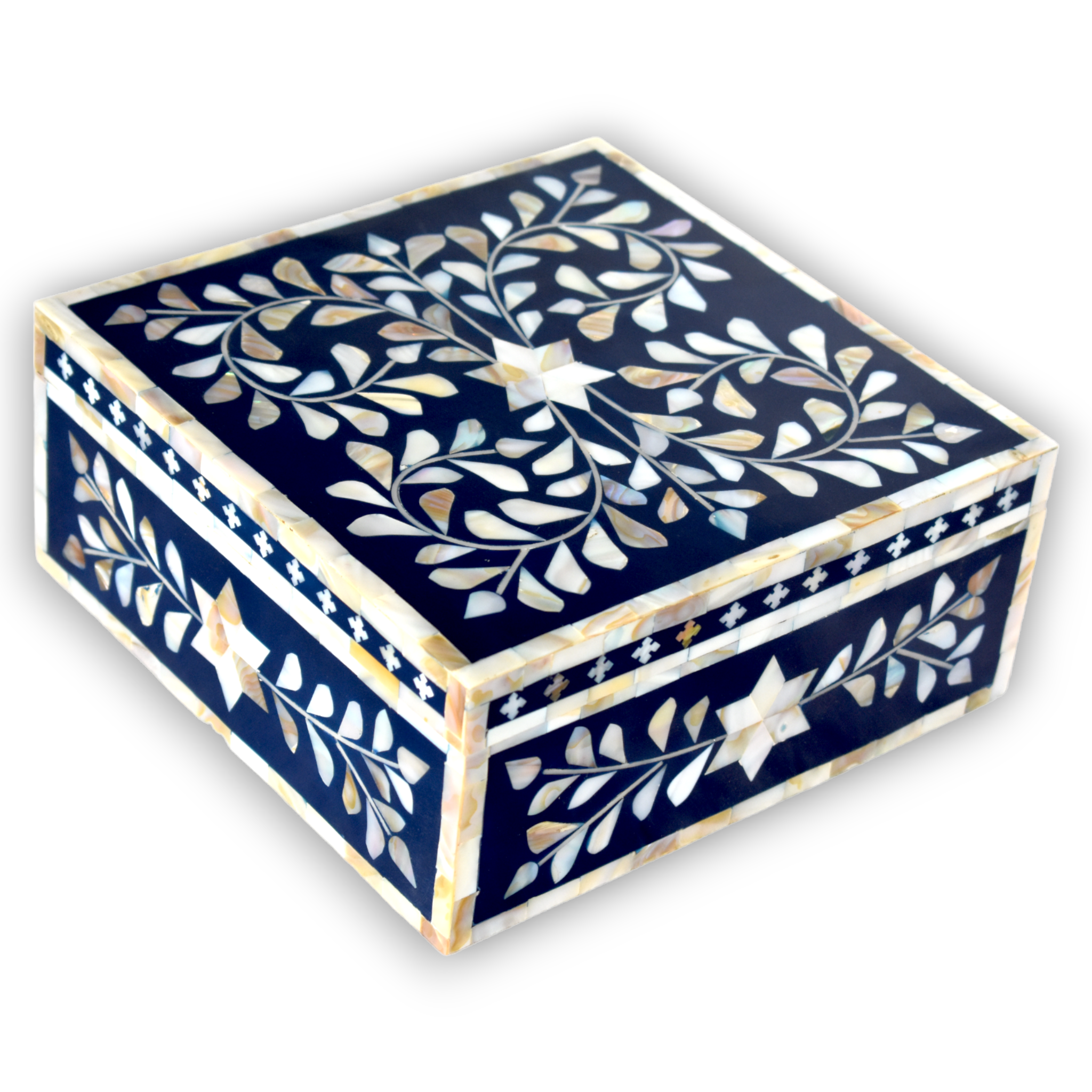 Bone Inlay Keepsake Box – Floral Vine Pattern