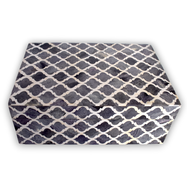 Bone Inlay Decorative Storage Box – Lattice Pattern