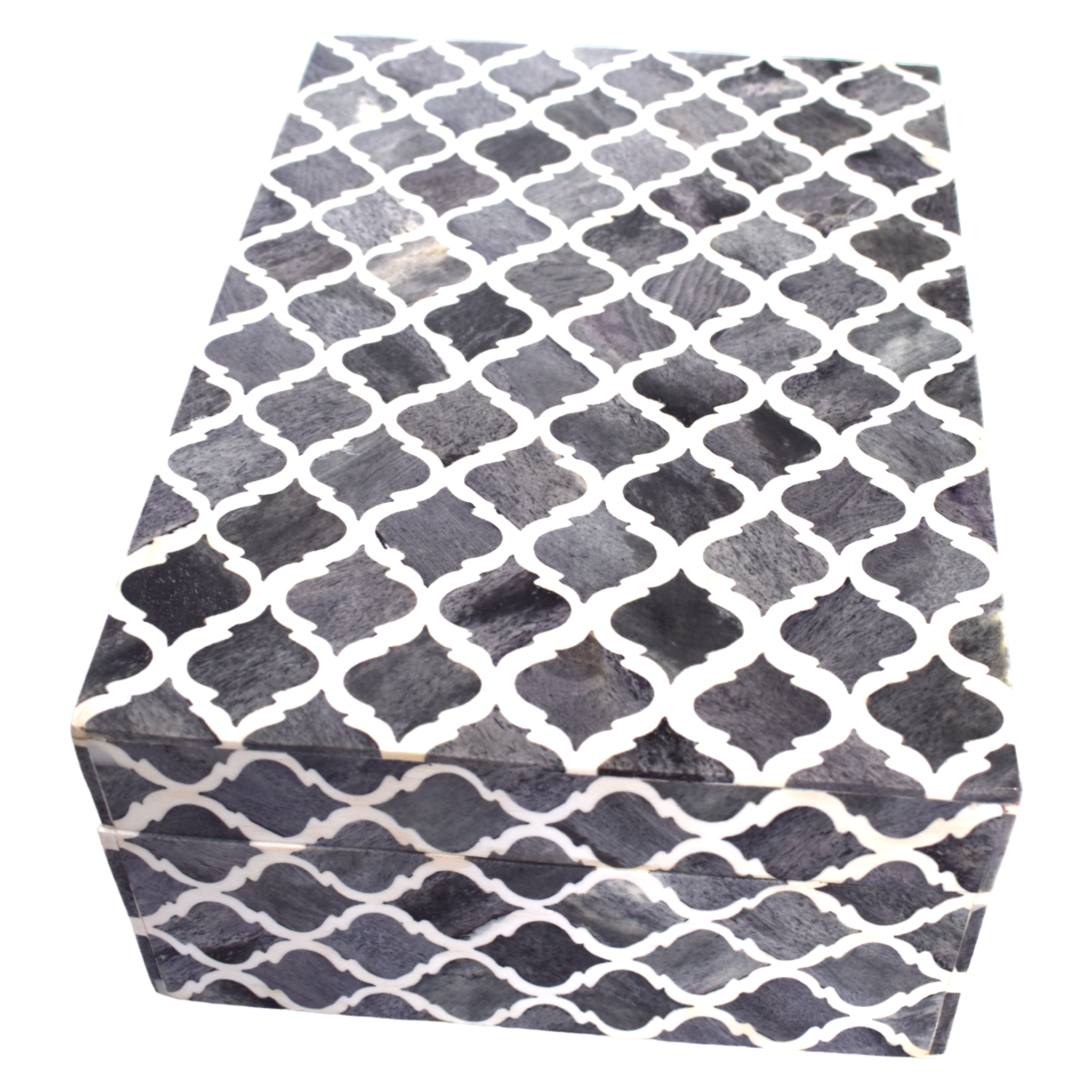 Bone Inlay Decorative Storage Box – Lattice Pattern