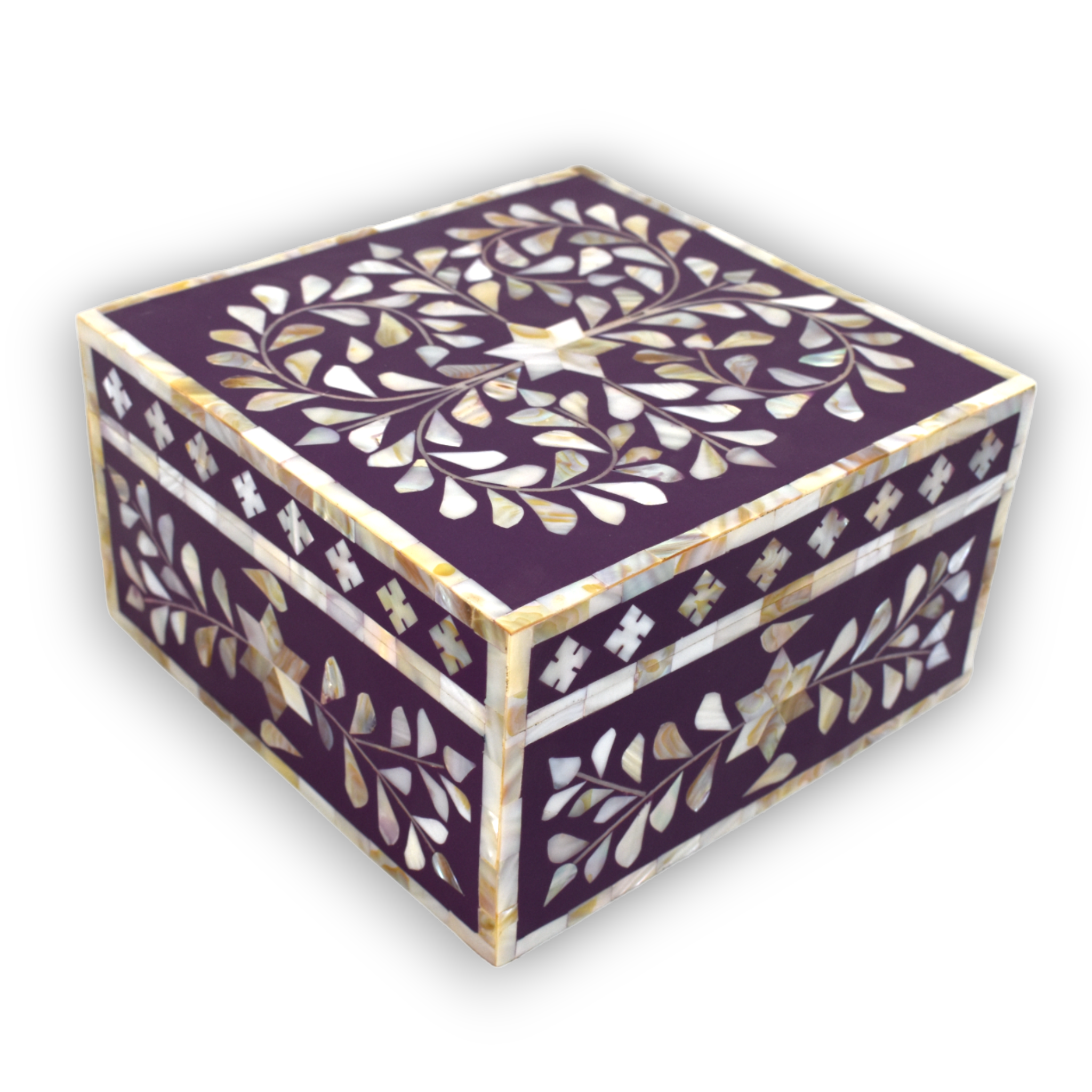 Bone Inlay Keepsake Box – Floral Vine Pattern