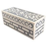 Bone Inlay Storage Box – Grey Floral Pattern
