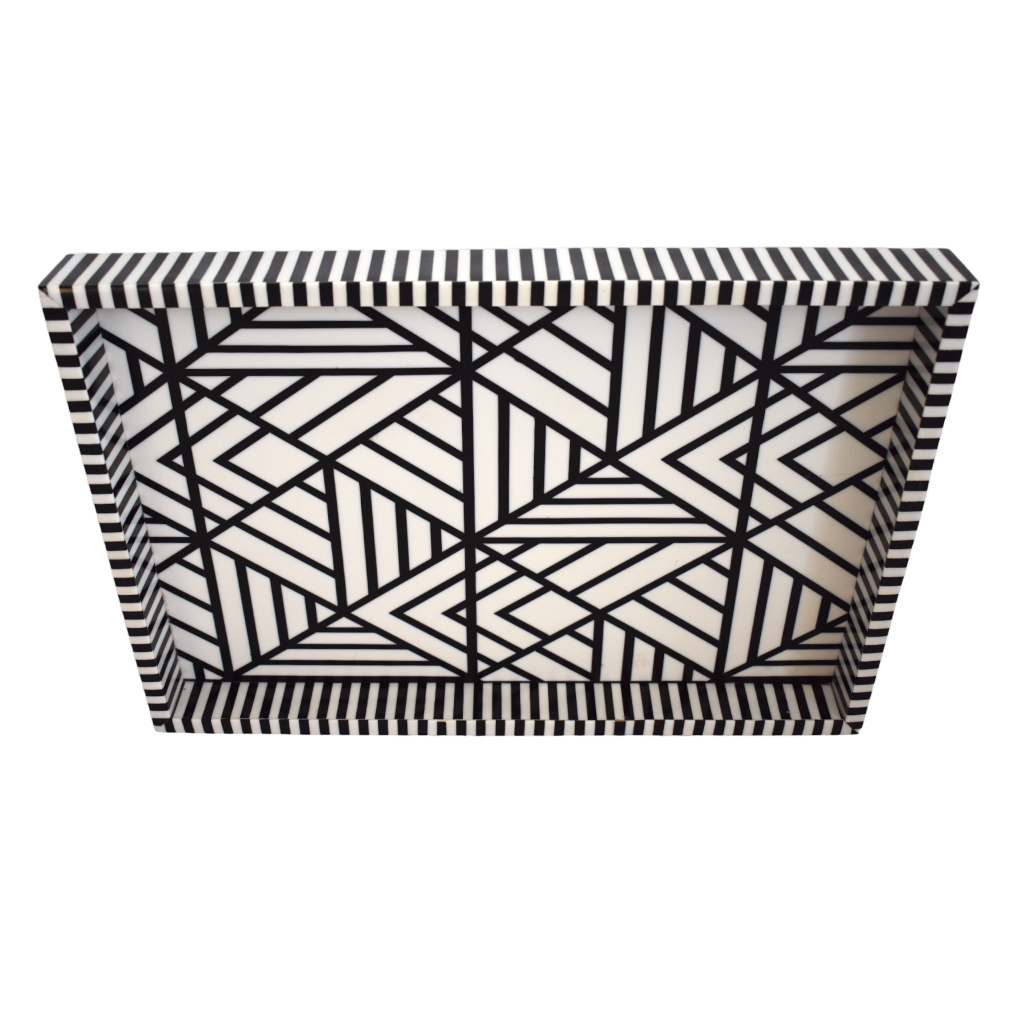 Bone Inlay Rectangle Tray - Geometric