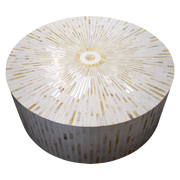 Bone Inlay Round Coffee Table – Starburst Pattern