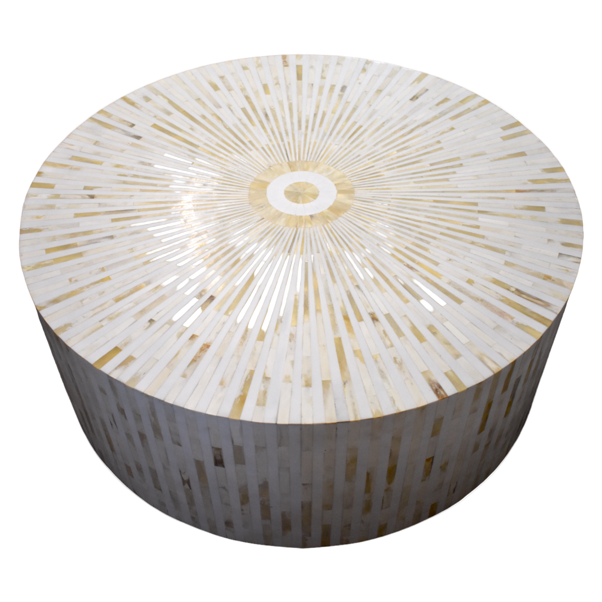 Bone Inlay Round Coffee Table – Starburst Pattern