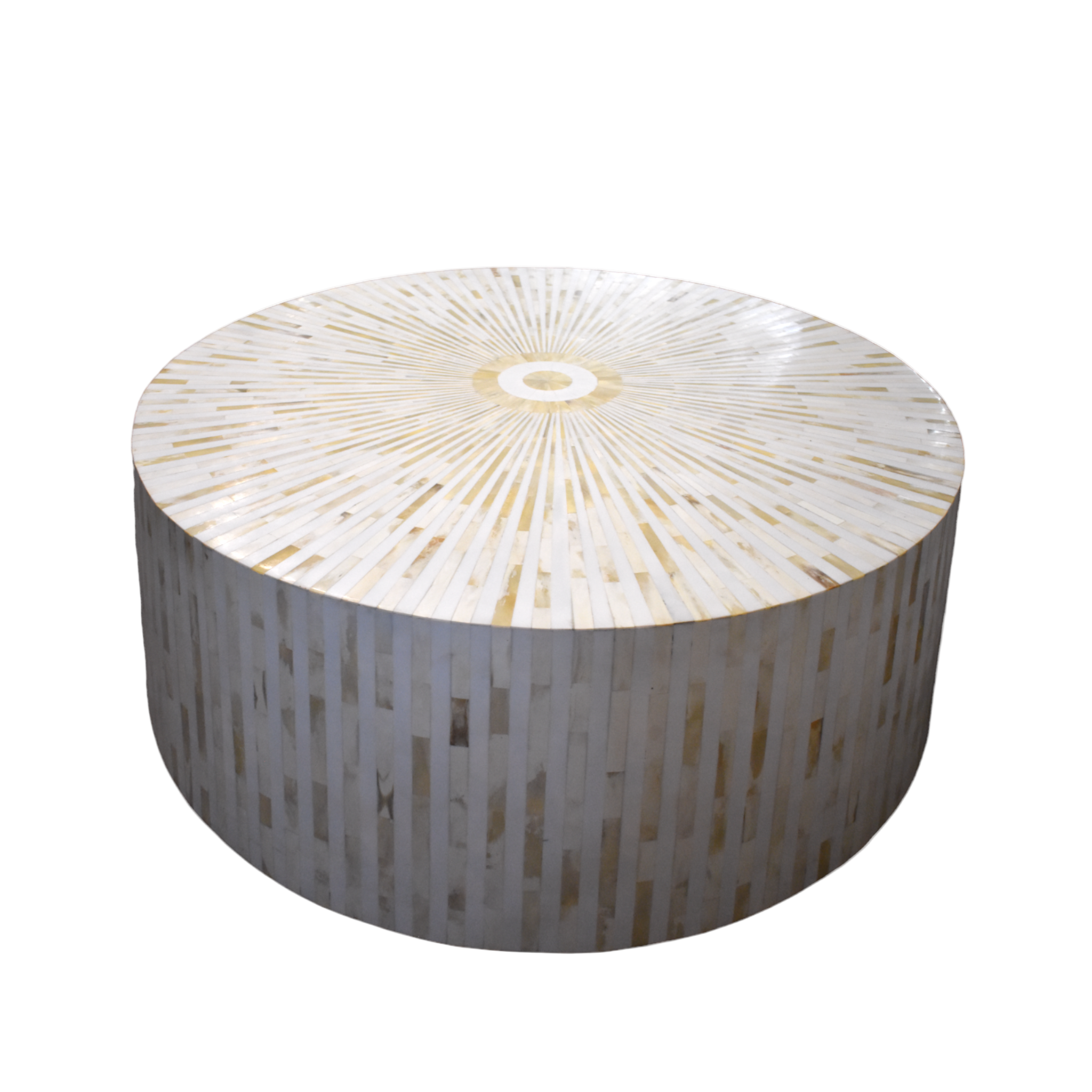Bone Inlay Round Coffee Table – Starburst Pattern