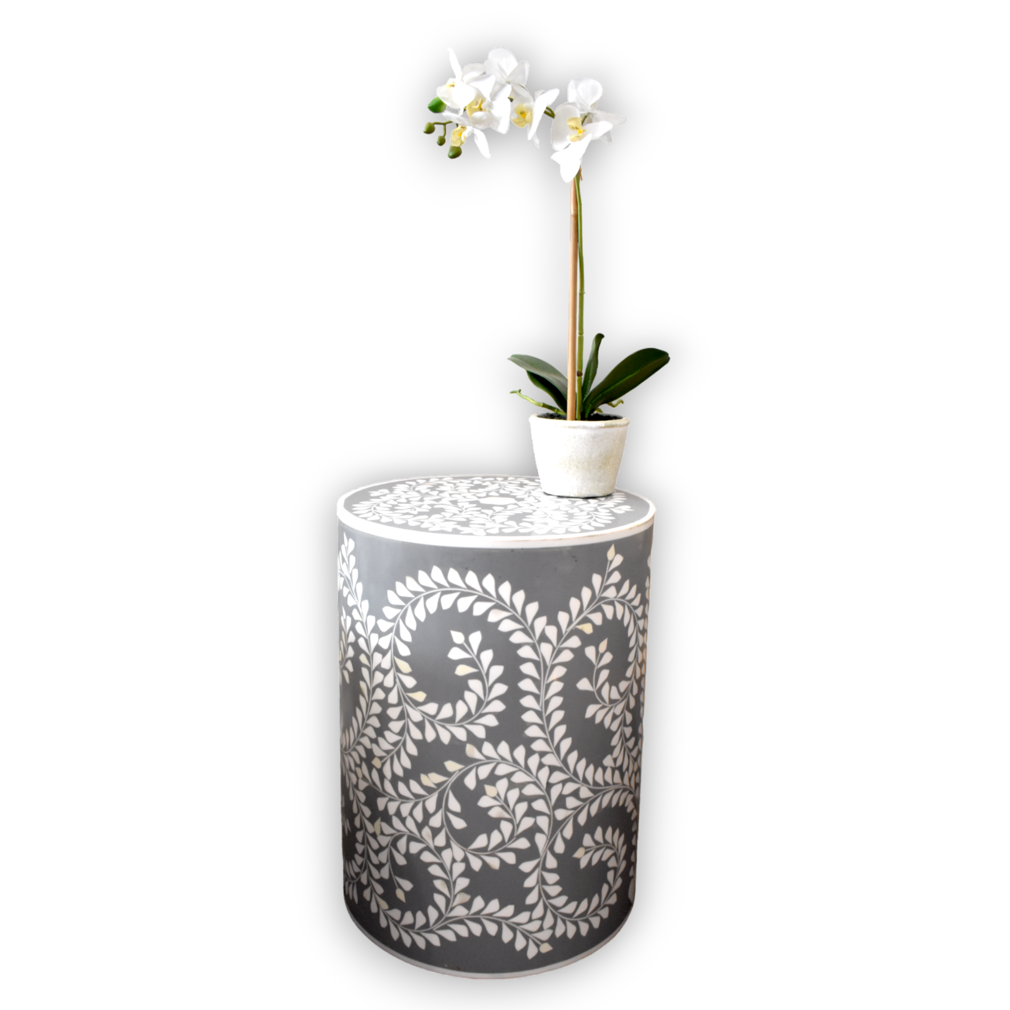 Bone Inlay Floral Side Table